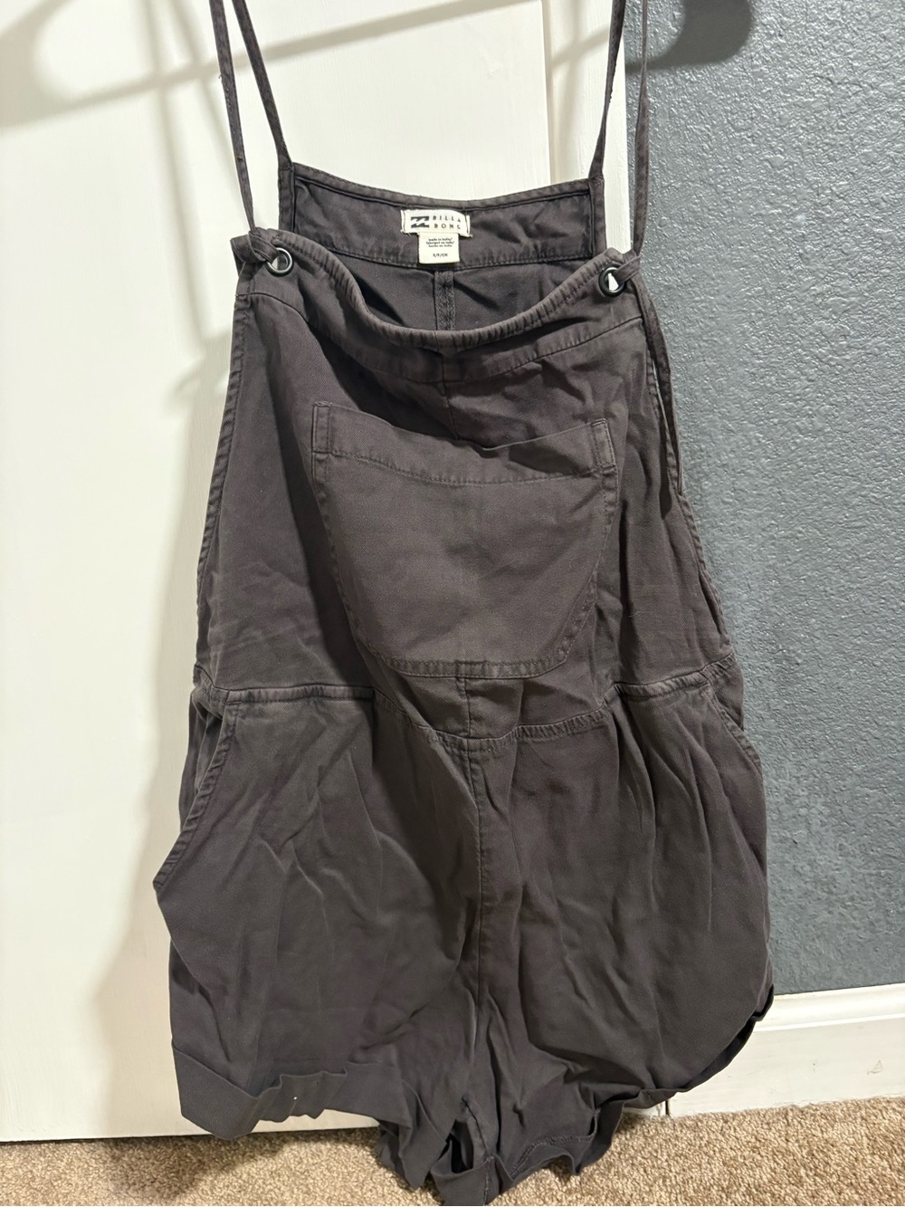 Billabong dark charcoal gray romper overalls